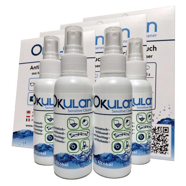 OKulan Set Quattro Sensitive Cleaner Brillenreiniger + OKulan Anti-Beschlag-Tuch